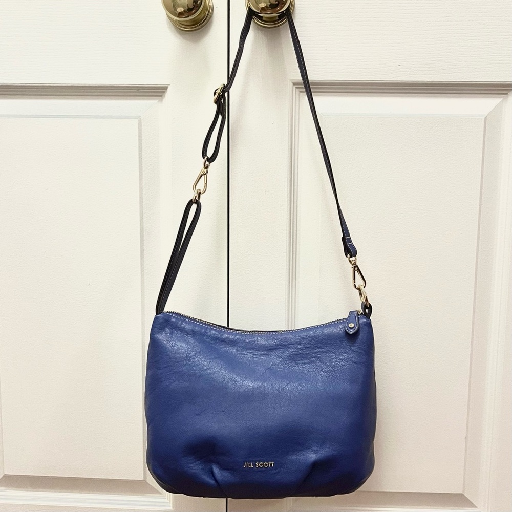 Blue Leather Crossbody Bag Gold Hardware Jill Scott